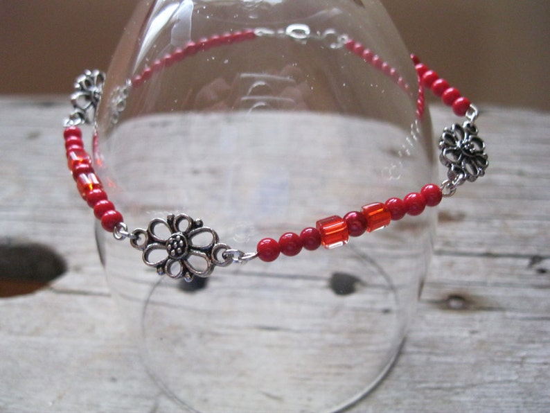 Crimson Red Pearl Anklet Etsy