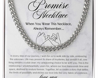 Promise Cuban Link Chain Necklace, Stainless Steel, Gift For Him