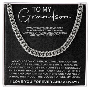 To my Grandson necklace - Cuban Chain Necklace, Gift For Grandson, Grandson Gifts From Grandparents, Grandson Gifts From Grandma