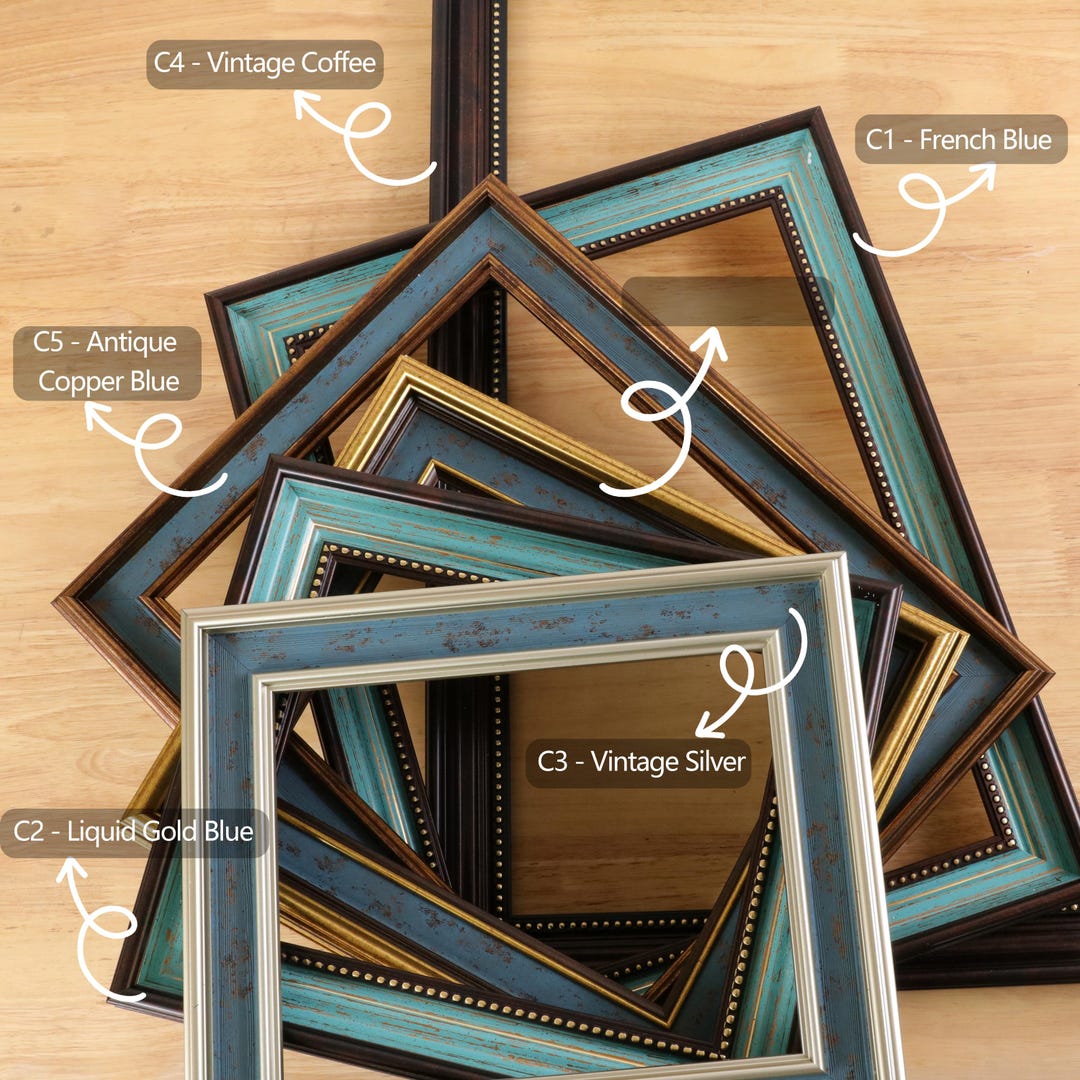 Full Frame Photo Style Vintage Picture Frame, Wood Picture Frames, Custom Sizes & Colors ...