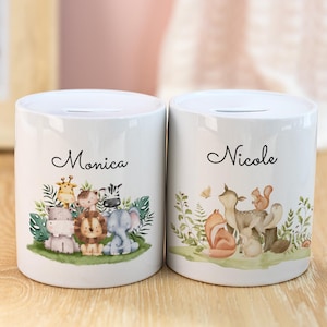 Custom Money Box for Children, Ceramic Animal Money Box, Kids Piggy Bank, Cash Box, New Baby Gifts, Christening Gift, Birthday Gift for Kids