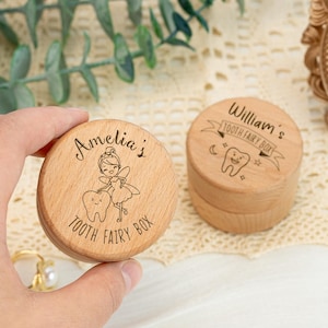 Caja del Hada de los Dientes, Regalos Personalizados para Bebés, Caja de Madera para Monedas del Hada de los Dientes, Caja de Recuerdo de Dientes de Bebé, Regalo para Baby Shower, Regalos de Pascua para Niños