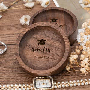 Graduation Gift, Personalized Wooden Graduation Jewelry Dish, Name Ring Dish for Her, Class of 2025 Gift, Daughter Grad Gift, Masters Degree