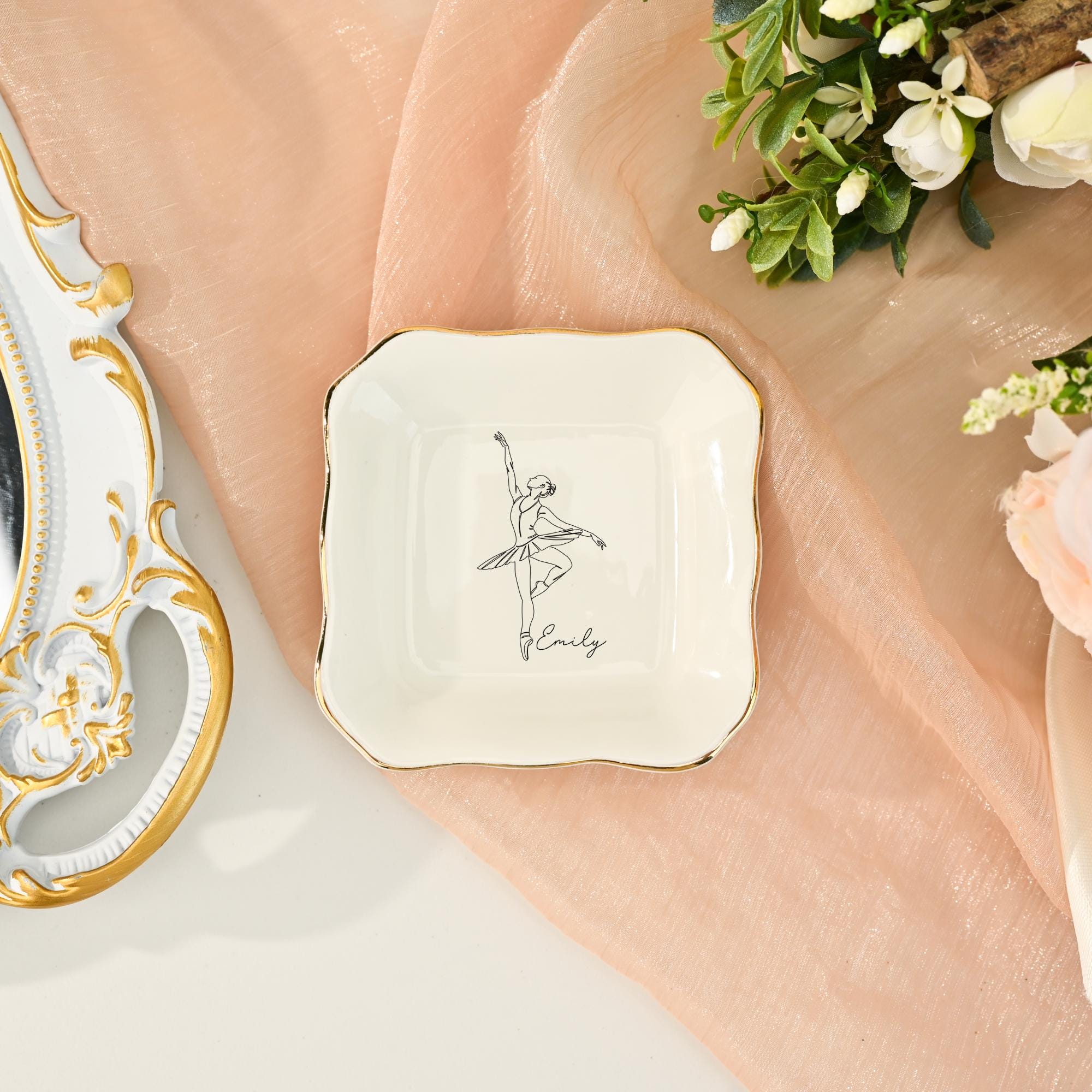 Personalized Ballet Ring Dish,ballet Dancer Jewelry Dish With Name,gift ...