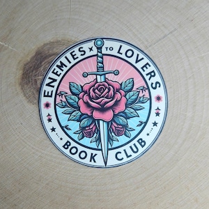 Enemies to Lovers Book Club Sticker – Aesthetic Waterproof Vinyl Sticker for Romance Readers, Book Lovers, Laptops, Kindles & More