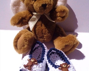 Crocheted Sandals Baby Boy Newborn 0 6 mo Summer Cotton Yarn Teddy Bears