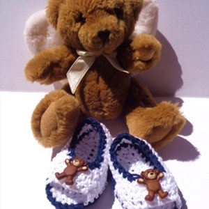 Crocheted Sandals Baby Boy Newborn 0 6 mo Summer Cotton Yarn Teddy Bears image 1