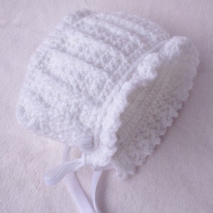 Crocheted Newborn Sweater Bonnet Baby Girl White 0 3mo image 4