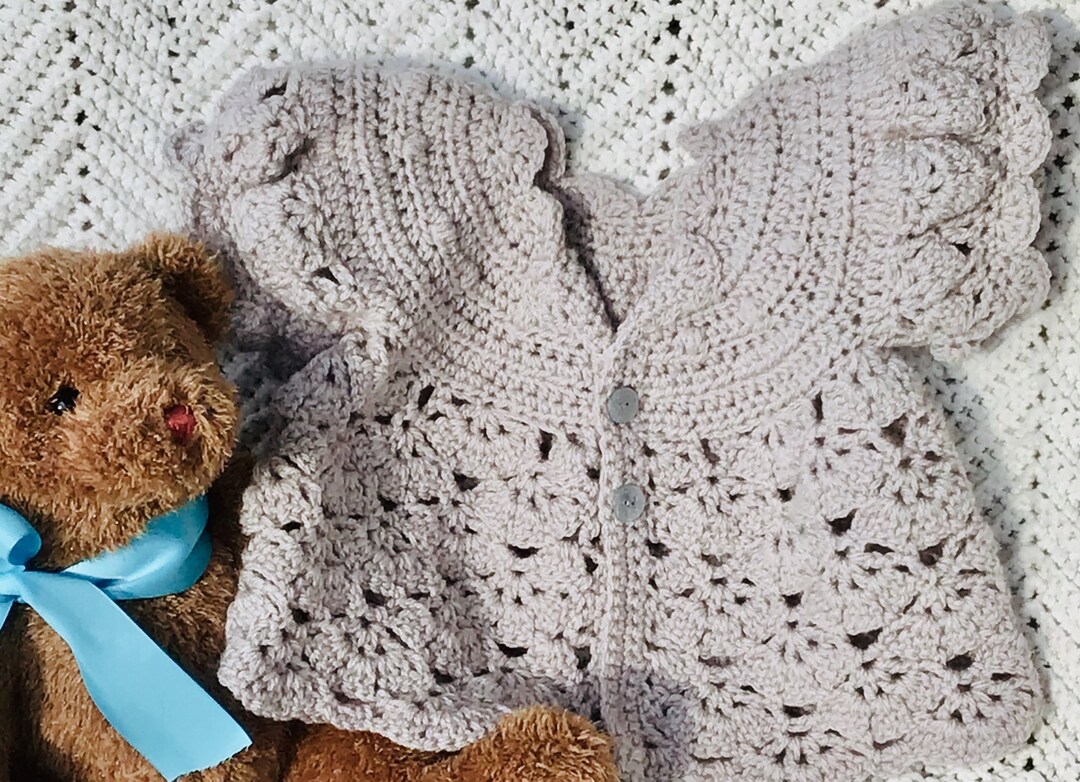 Crocheted Newborn Baby Girl Shrug Sweater Soft Gray Etsy