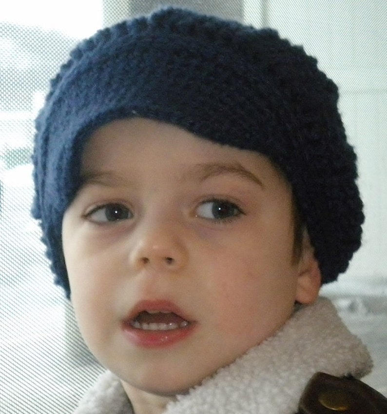 Crocheted Newsboy Cap Hat Lapis Infant & Toddler Sizes image 2