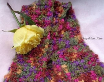 Knitted Scarf Autumn Color Viscose Chenille Hand Dyed Yarn