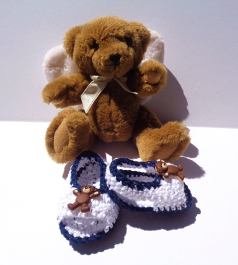 Crocheted Sandals Baby Boy Newborn 0 6 mo Summer Cotton Yarn Teddy Bears image 4