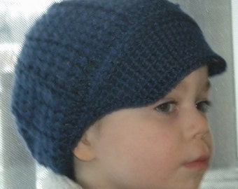 Crocheted Newsboy Cap (Hat) Lapis Infant & Toddler Sizes