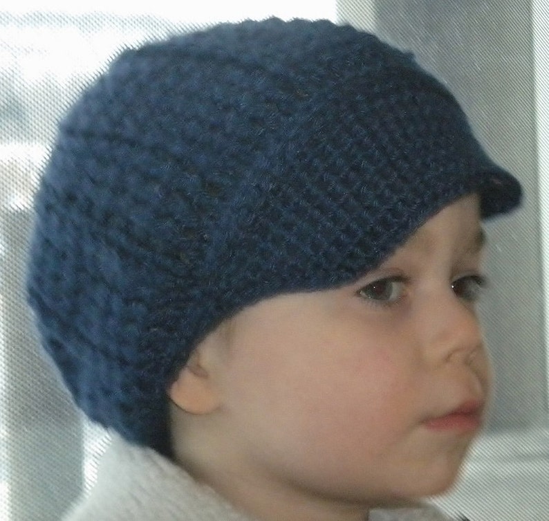 Crocheted Newsboy Cap Hat Lapis Infant & Toddler Sizes image 1