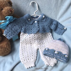 Crocheted Newborn Jumpsuit Jacket Hat Baby Girl 3-piece Set - Etsy
