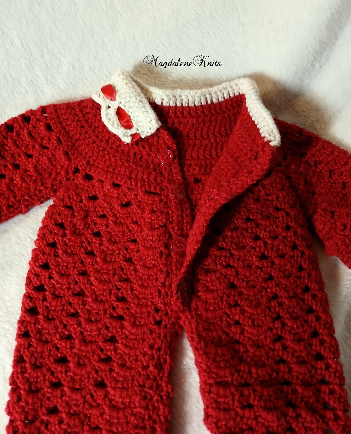 New Best Baby Girl Winter Crochet Romper For 6M To 4 Years In Red Color FDOL6342 main image 1