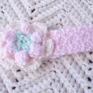 Crochet Newborn Sundress Pink w Headband Baby Girl 0 3 mo w Headband image 4