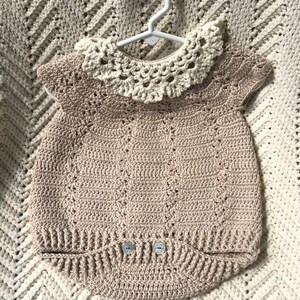 Crocheted Romper w Lace Collar Summer Infant Girl 9-12 mo