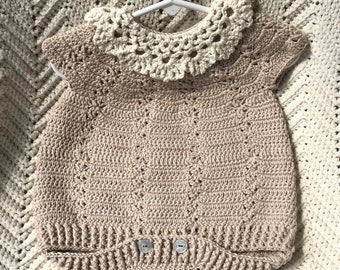 Combi-short au crochet avec col en dentelle Été bébé fille 9-12 mois