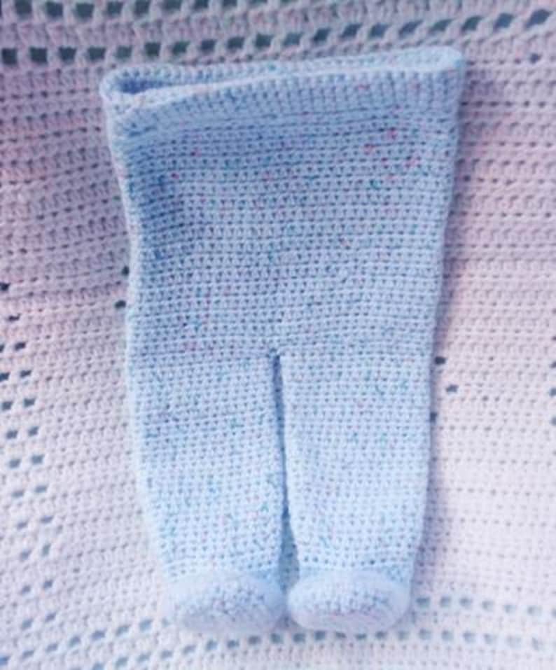 Crocheted Newborn Top Pants Set Baby Boy Sirdar Snuggly Blue Yarn image 6