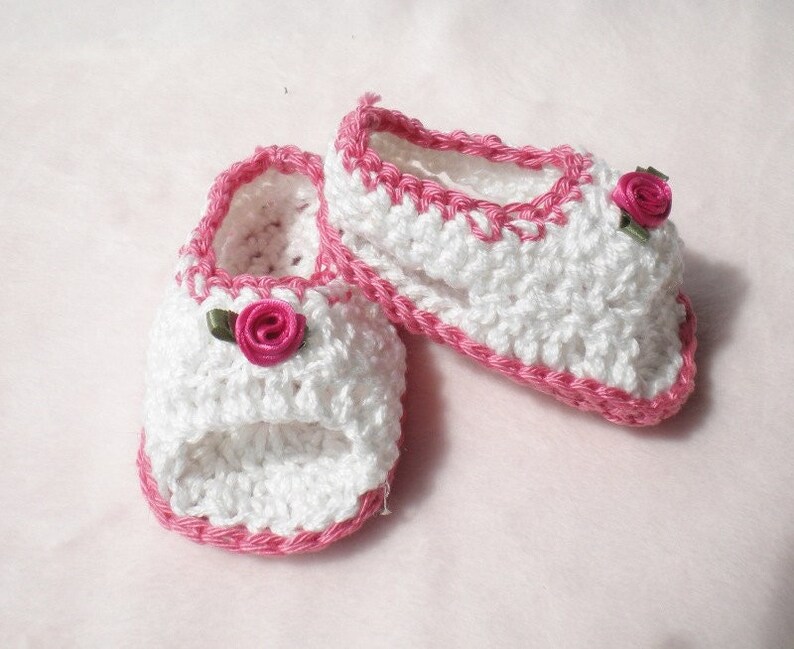 Crocheted Sandals Baby Girl Newborn 0 3 mo Summer Cotton image 1