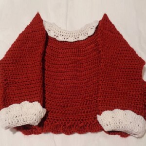 Crocheted Infant Bolero Sweater w Lace Collar Cuffs Autumn Red 12 18 mo image 3