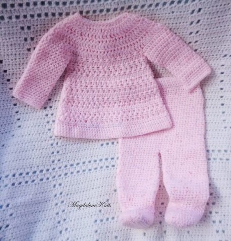 Crocheted Newborn Top Pant Set Baby Girl Pink Etsy