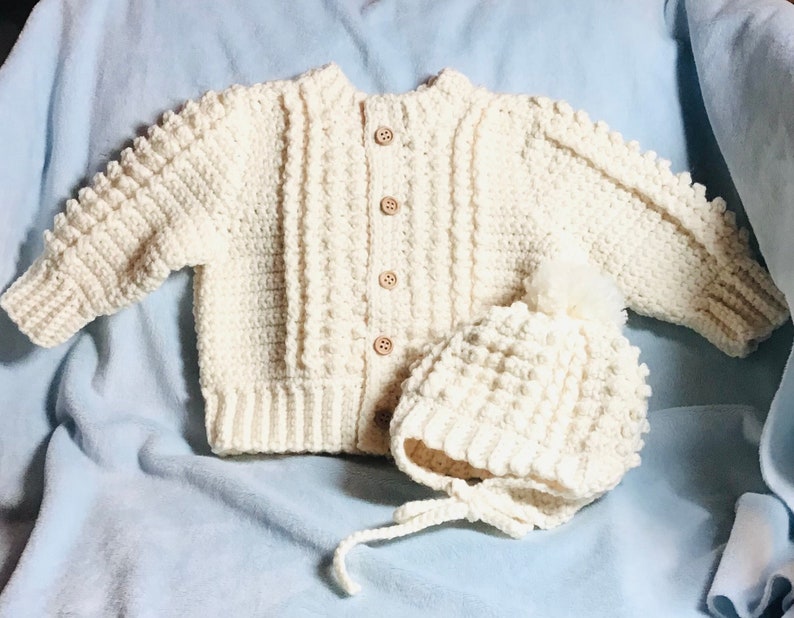 Crocheted Baby Irish Knit Sweater Hat Newborns Infants Custom Order Only image 1