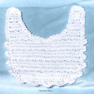 Crocheted Baby Bibs Pink Blue White Lambs Wool set of 3 image 3