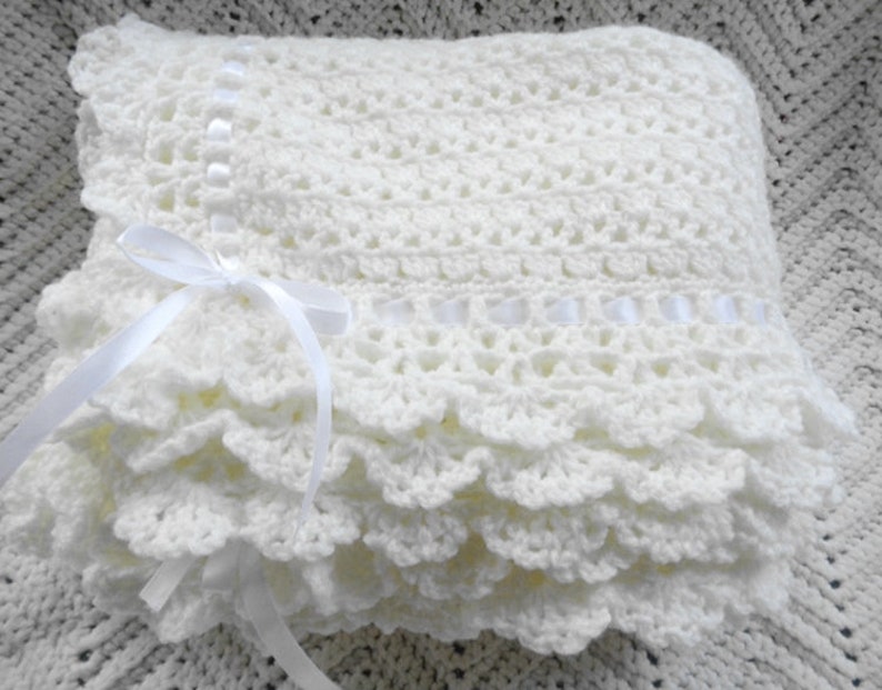 Crocheted Victorian Baby Afghan Crib Blanket in Ecru Lace Etsy