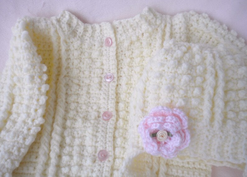 Crocheted Baby Irish Knit Sweater Infant Toddler sizes w Hat Etsy