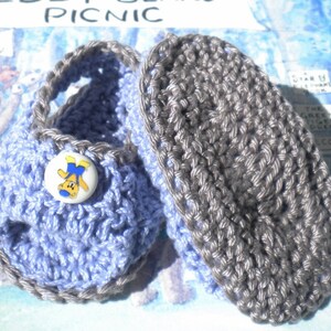 Crocheted Sandals Infant Boy 6 9 mo Blue Cotton Yarn image 4