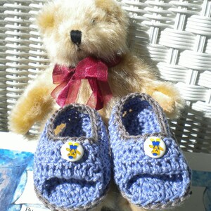 Crocheted Sandals Infant Boy 6 9 mo Blue Cotton Yarn image 1