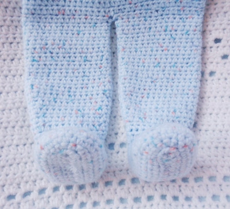 Crocheted Newborn Top Pants Set Baby Boy Sirdar Snuggly Blue Yarn image 3