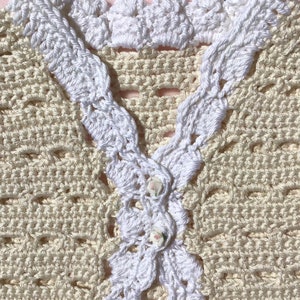 Crocheted Infant Sweater Ecru White Trim 6 12 mo image 2