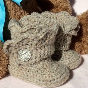 Crocheted Infant Boots Girl/Boy Wool Boots 3-6 mo image 2