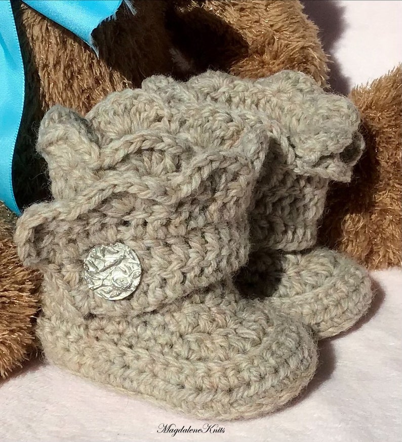 Crocheted Infant Boots Girl/Boy Wool Boots 3-6 mo image 2