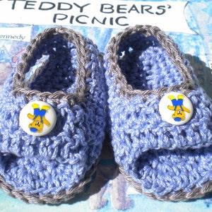 Crocheted Sandals Infant Boy 6 9 mo Blue Cotton Yarn image 2