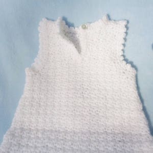 Crochet Newborn Sundress White w Flower Baby Girl 0 3 mo Maryjanes imagem 3