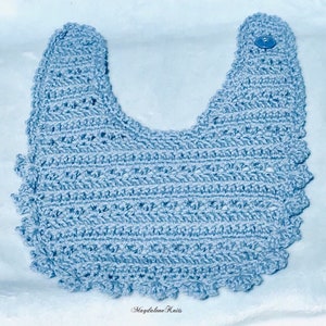 Crocheted Baby Bibs Pink Blue White Lambs Wool set of 3 image 4