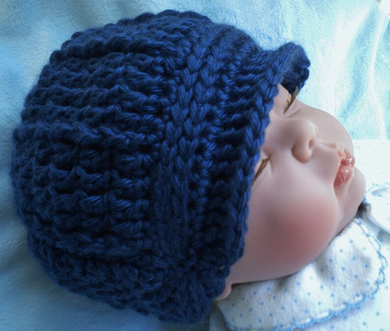 Crocheted Newsboy Cap Hat Lapis Infant & Toddler Sizes image 3