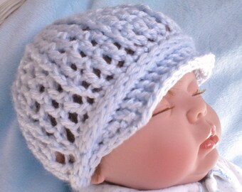 Crocheted Baby Newsboy Cap (Hat) Newborn 0 3 mo