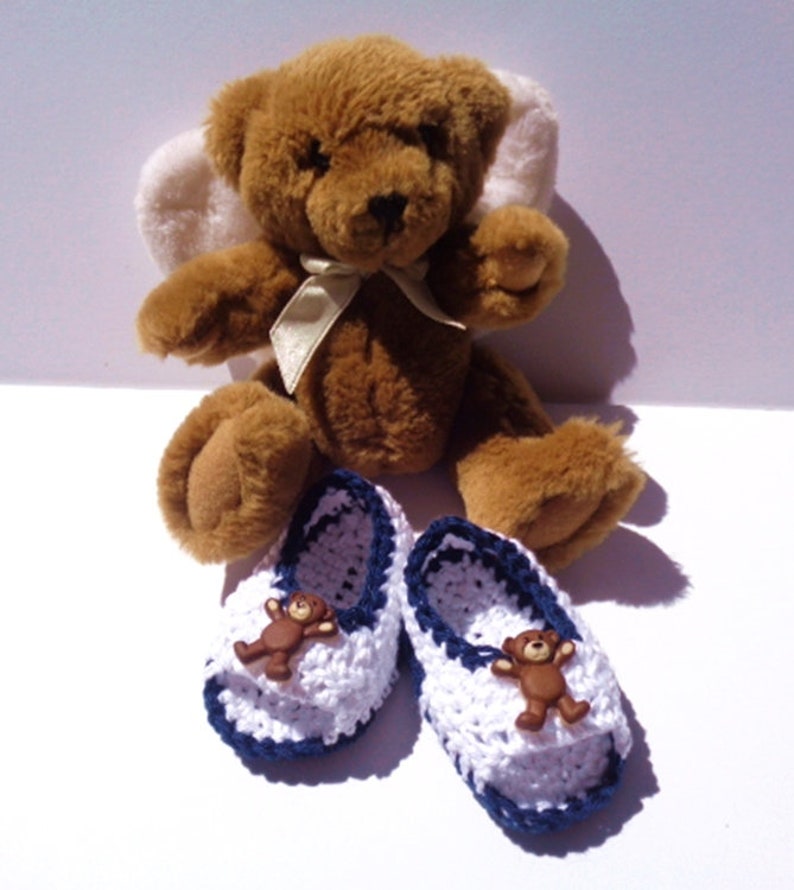 Crocheted Sandals Baby Boy Newborn 0 6 mo Summer Cotton Yarn Teddy Bears image 2