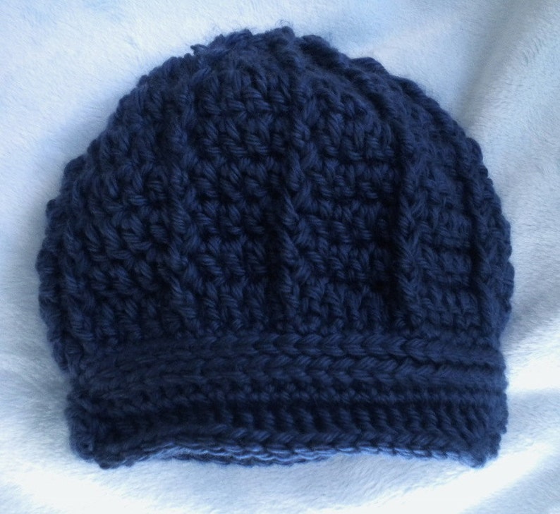 Crocheted Newsboy Cap Hat Lapis Infant & Toddler Sizes image 4