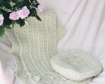 Crocheted Cowl & Slouchy Tam Winter White Bulky Yarn