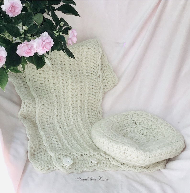 Crocheted Cowl & Slouchy Tam Winter White Bulky Yarn image 1