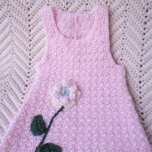 Crochet Newborn Sundress Pink w Headband Baby Girl 0 3 mo w Headband image 2