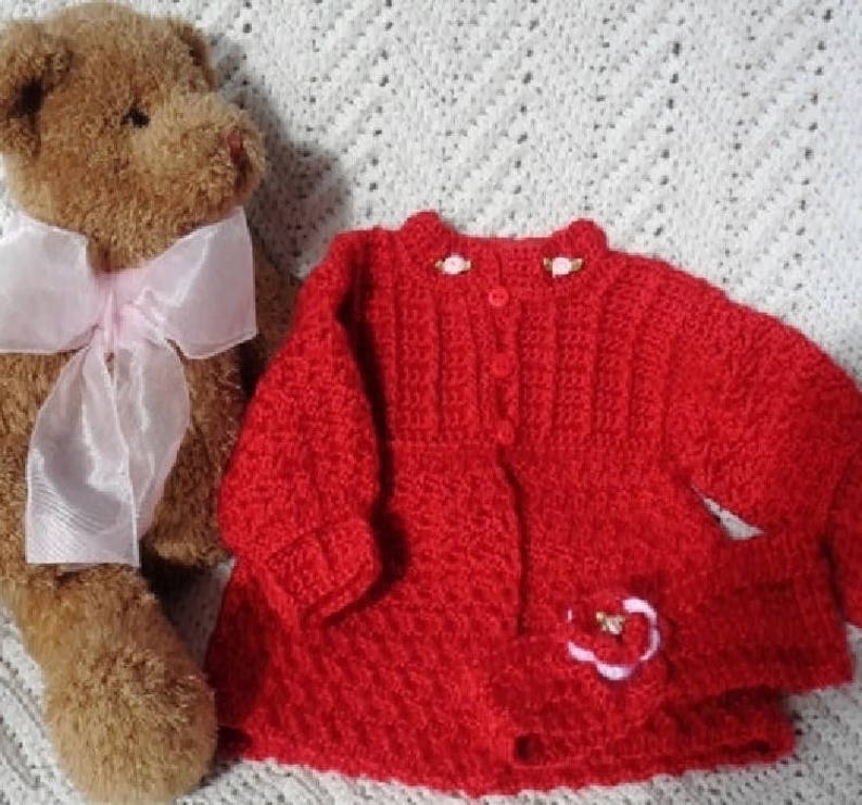 Crocheted Red Christmas Sweater Headband Baby Girl Newborn 0  image 0