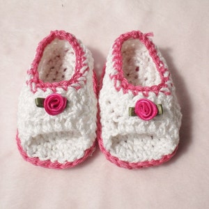 Crocheted Sandals Baby Girl Newborn 0 3 mo Summer Cotton image 2