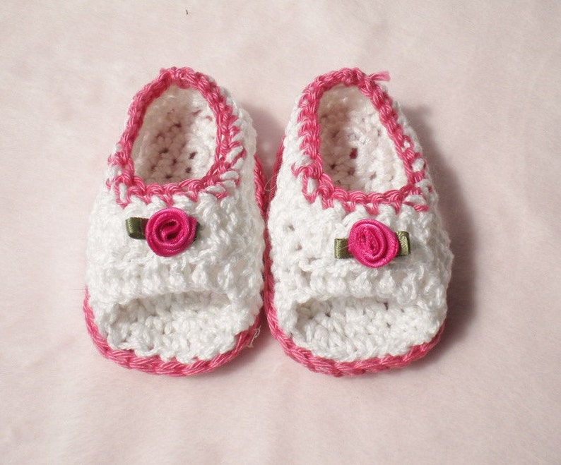 Crocheted Sandals Baby Girl Newborn 0 3 mo Summer Cotton image 2